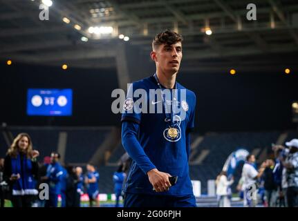 Ryal Quay, Großbritannien. Mai 2021. Kai Havertz aus Chelsea nach dem UEFA Champions League Finale zwischen Manchester City und Chelsea beim Est‡dio do Drag‹o, Porto, Portugal am 29. Mai 2021. Foto von Andy Rowland. Quelle: Prime Media Images/Alamy Live News Stockfoto