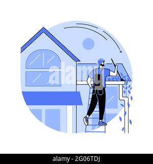 Abstrakte Konzept-Vektor-Illustration für die Reinigung von Dachrinnen. Stock Vektor