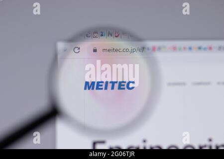 Los Angeles, California, USA - 1. Juni 2021: Meitec Logo oder Icon auf der Webseite, illustrative Editorial Stockfoto