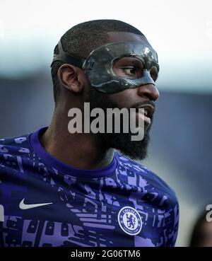 Ryal Quay, Großbritannien. Mai 2021. Antonio Rüdiger von Chelsea macht sich am 29. Mai 2021 beim UEFA Champions League-Finale zwischen Manchester City und Chelsea im Estádio do Dragão, Porto, Portugal, warm. Foto von Andy Rowland. Quelle: Prime Media Images/Alamy Live News Stockfoto