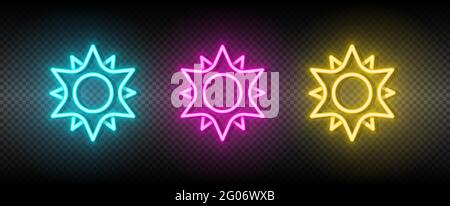 Sun Blue, Pink und Yellow Neon Vektor-Icon-Set Stock Vektor