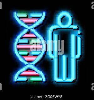 Abbildung des menschlichen und molekularen DNA-Neon-Leuchtsymbols Stock Vektor