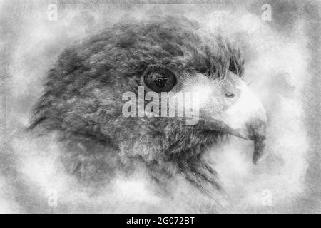 Goldene Adler Schwarz-Weiß-Zeichnung Stockfoto