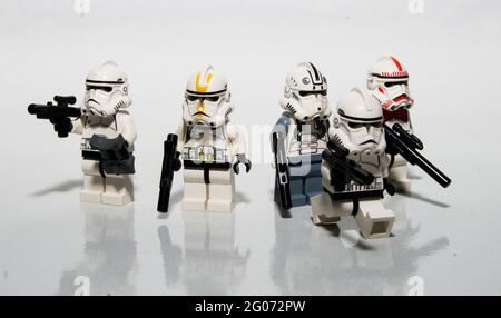 LEGO Star Wars Klon Troopers auf weißem Hintergrund Stockfoto