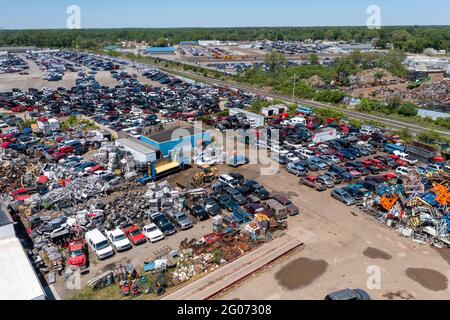 Flint, Michigan - ein Autojunkyard. Stockfoto