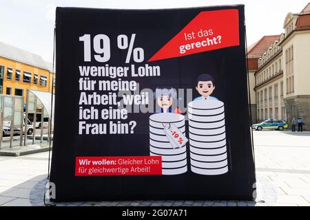 Antonia Mertsching, Caren Lay, Mirko Schultze, Gerechtigkeits-Tour vor Ort in Bautzen - die Fraktion die linke im Landtag und die sächsischen Abordnungen Stockfoto