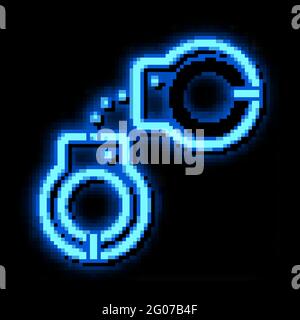 Polizei verhaftet Eisen Neon leuchten Symbol Illustration Stock Vektor