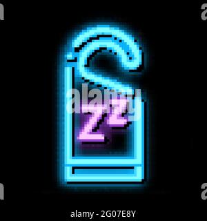 Abbildung des Leuchtsymbols für den Hotelgriff ZZZ mit Neonlicht Stock Vektor