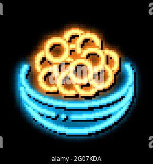 Symbol „Kaviar on Tray“ mit Neonlicht Stock Vektor