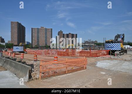 Bau am Spatenstich von Bronx Point und dem Universal Hip Hop Museum in der Bronx in New York. 20 Mai 2021 Stockfoto