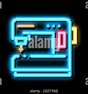 Nähmaschine Neon leuchten Symbol Illustration Stock Vektor