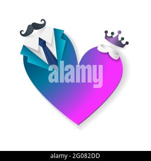 Happy Fathers Day Konzept - Väter Herz mit Tochter in einem - Vektor-Illustration isoliert auf weißem Hintergrund Stock Vektor