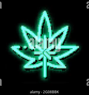 Hanf Plant Leaf Neon Glow Symbol Illustration Stock Vektor