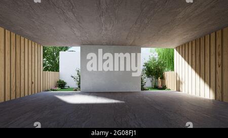 Indoor-Raum für Veranstaltungen, moderne riesige Betonmaterial leeren Halle.3D-Rendering Stockfoto