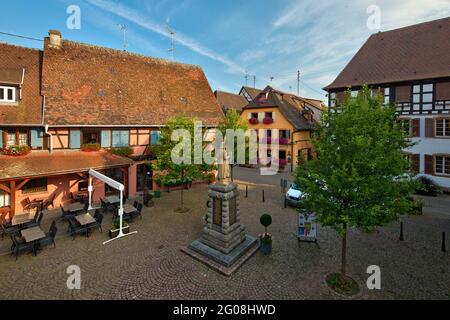 FRANKREICH, HAUT-RHIN (68), EGUISHEIM, ORT DER MARKEN AUX SAULES Stockfoto