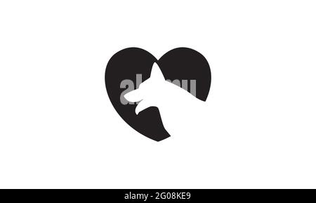 Herz Liebe Form mit Hund Gesicht Logo Symbol Vektor Symbol Illustration Grafik Design Stock Vektor