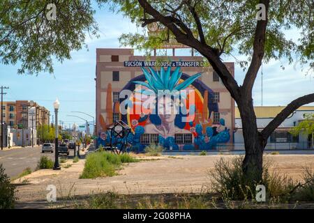 Farbenfrohe Wandgemälde in der Innenstadt von Tucson, Arizona, USA Stockfoto