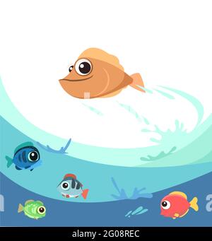 Tropische Fische. Kleine Landschaft. Unterwasserwelt. Wilde Tiere. Meer, Meer. Sommerwasser. Isoliert auf weißem Hintergrund. Illustration in Cartoon Stock Vektor