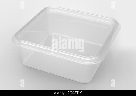 3D Rendering ein leeres transparentes Quadrat Container isoliert auf weißem Hintergrund . Fit für Ihr Design-Projekt. Stockfoto