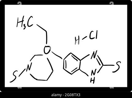 Symbol Der Chemie Formel Auf Klassenzimmer Tafel. Bearbeitbares, Fett Formatischtes Umrisse-Design. Vektorgrafik. Stock Vektor