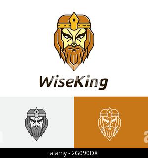 „Wise Old Elders“-Logo Mit Goldenem Bart Und König Stock Vektor