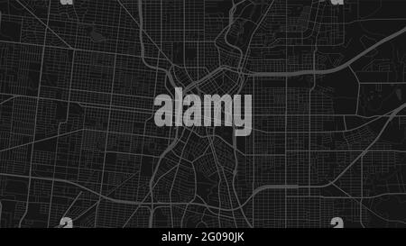 Schwarz und dunkelgrau San Antonio Stadtgebiet Vektor Hintergrundkarte, Straßen und Wasser Kartographie Illustration. Breitbild-Anteil, digitale flache Design Stock Vektor