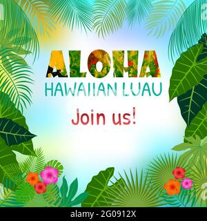 Aloha Hawaii. Bestes kreatives Design für Poster, Flyer, Präsentation. Vektorhintergrund. Stock Vektor