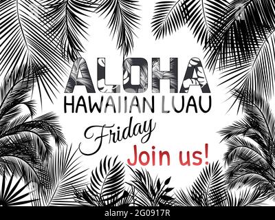 Aloha Hawaii. Bestes kreatives Schwarz-Weiß-Design für Poster, Flyer, Präsentation. Vektorhintergrund. Stock Vektor