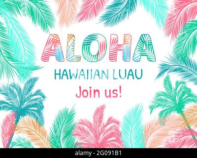 Aloha Hawaii. Bestes kreatives pinkes Design für Poster, Flyer, Präsentation. Vektorhintergrund. Stock Vektor