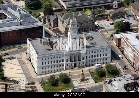 Luftaufnahme des Stadtzentrums von Barnsley, South Yorkshire Stockfoto