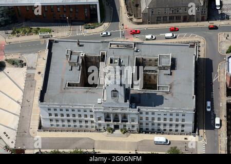 Luftaufnahme des Stadtzentrums von Barnsley, South Yorkshire Stockfoto