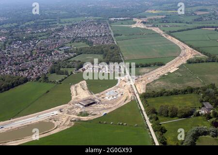 Luftaufnahme der Ringstraße von Leeds Orbital im Bau, Juni 2021 Stockfoto