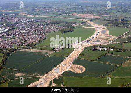 Luftaufnahme der Ringstraße von Leeds Orbital im Bau, Juni 2021 Stockfoto