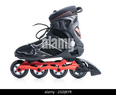 Inline-Rollschuhe isoliert auf weißem Hintergrund. Stockfoto