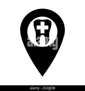 Flaches Symbol für Zahnzeiger auf weißem Hintergrund isoliert. Vektorgrafik Zahn. Symbol Zahnmedizin. Stomatologie . Stock Vektor