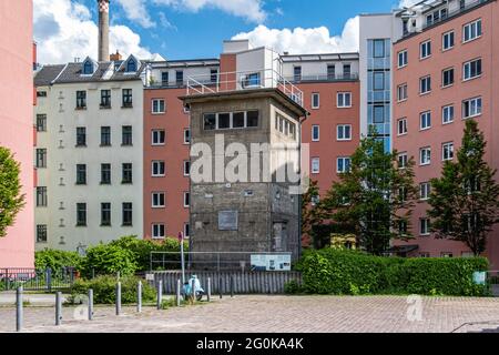 Berlin, Mitte, Gedenkstätte Günter Litfin in einem ehemaligen Kommandoposten der DDR-Grenzposten am Kanal Berlin-Spandau. Stockfoto