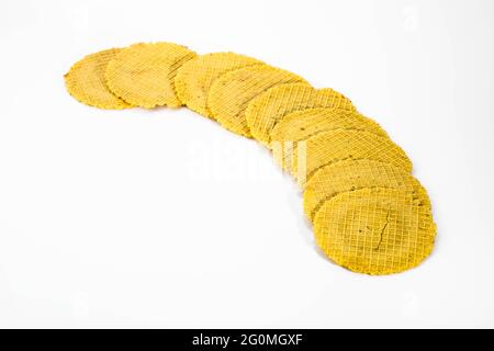 Wafer auf weißem Hintergrund. Stockfoto