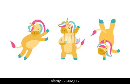 Niedliche einfache Einhörner auf weißem Hintergrund. Vektorgrafik. Stock Vektor