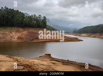 blick auf den see mit grünen Wald Bild ist bei munnar kerala indien zeigt die schöne Natur aufgenommen. Stockfoto