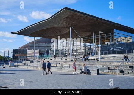 Das Senedd, walisisches Regierungsgebäude, Cardiff Bay, Wales Stockfoto