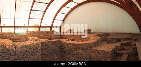 Ruinen eines alten römischen Militärbades in Viminacium, Serbien Stockfoto