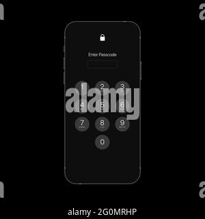 Geben Sie Das Kennwort Ein. Display-Benutzeroberfläche Entsperren. Gibt den PIN-Code über das numerische Tastenfeld ein. Vektorgrafik Stock Vektor