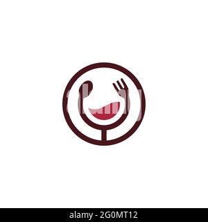 Weinglas Gabellöffel mit Lächeln abstrakt Stock Vektor