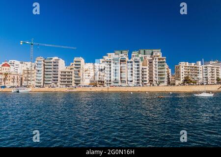 Skyline der Stadt Sliema, Malta Stockfoto