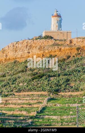 Giordan Leuchtturm auf der Insel Gozo, Malta Stockfoto