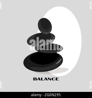 Stein Balance schwarz-weiß Design. Abbildung Stockfoto
