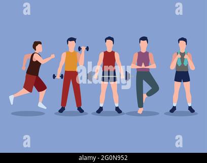 Fünf Fitness-Männer Stock Vektor