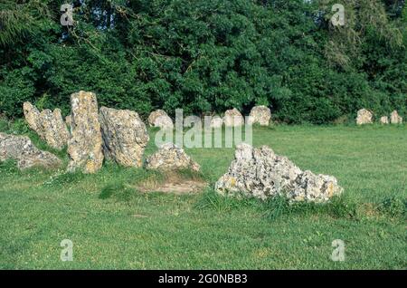 Der Rollright Stones in der Nähe des Dorfes lange Compton an den Grenzen von Oxfordshire und Warwickshire in England, Großbritannien Stockfoto