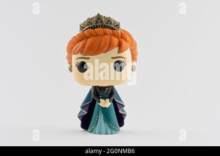 CHESTER, VEREINIGTES KÖNIGREICH - 9. MAI 2021: Anna aus der Frozen Funko Pop Figur Stockfoto