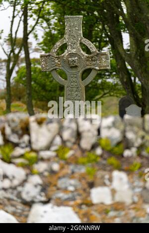 Kildalton High Cross in der Kildalton Old Parish Church auf Islay, Inner Hebrides, Schottland, Großbritannien Stockfoto